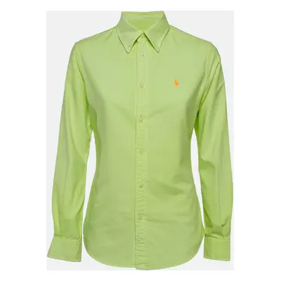 Ralph Lauren Neon Green Logo Embroidered Custom Fit Shirt