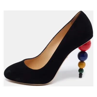 Charlotte Olympia Black Suede Mid Century Pumps Size 37.5