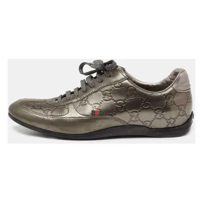 Gucci Metallic Bronze Guccissima Leather Low Top Sneakers Size 36.5