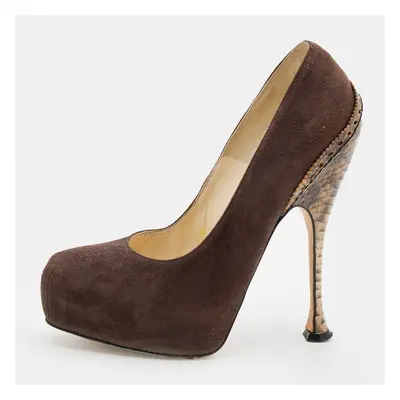 Brian Atwood Brown Suede Platform Pumps