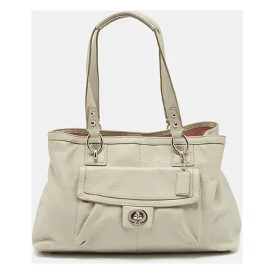 Coach Grey Leather Front Pocket Tote