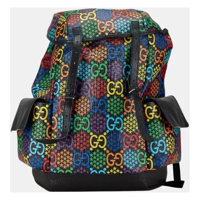 Gucci Black Multicolor Pvc Leather Gg Psychedelic Medium Backpack