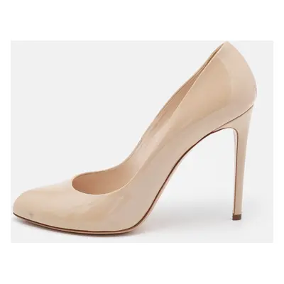 Casadei Beige Patent Leather Pointed Toe Pumps Size 39.5