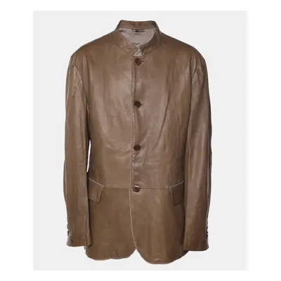 Giorgio Armani Khaki Leather Jacket