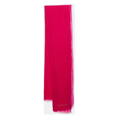 Giorgio Armani Fuchsia Pink Logo Detail Wool Scarf