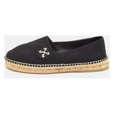 Off-White Black Canvas Espadrille Flats Size