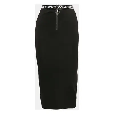 Off-White Black Jersey Logo Waist Detail Midi Performance Skirt