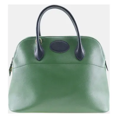 Hermes Bicolor Green Leather Bolide Handbag