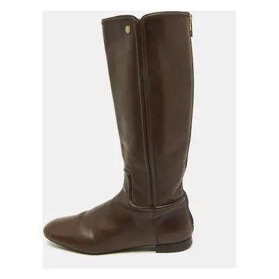 Tory Burch Dark Brown Leather Riding Knee Length Boots Size