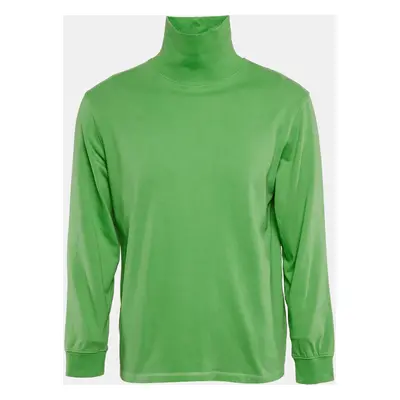 Supreme Green Embroidered Cotton Turtle Neck Sweatshirt