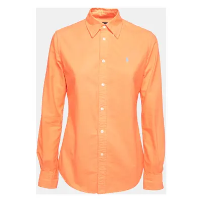 Ralph Lauren Neon Orange Cotton Button Front Custom Fit Shirt