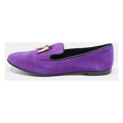 Giuseppe Zanotti Purple Suede Kevin Shark Tooth Tassel Smoking Slippers Size