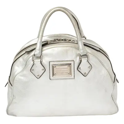 Dolce & Gabbana Silver Leather Miss Biz Satchel