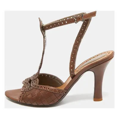 Bottega Veneta Brown Leather Ankle Strap Sandals Size