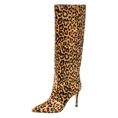 Gianvito Rossi Beige Leopard Print Calfhair Hunter Boots Size 36.5