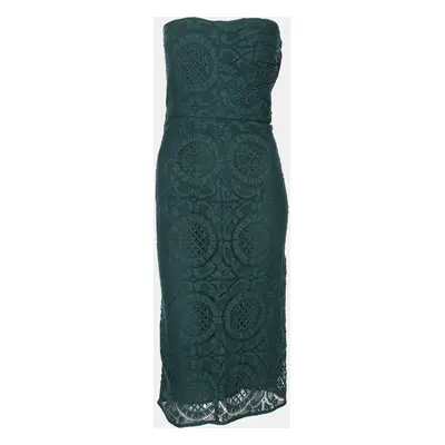 Burberry Green Lace Strapless Dress