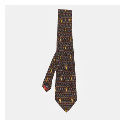 S.T. Dupont Vintage Black Printed Silk Jacquard Tie