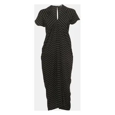 Alexander Wang Black Striped Short Sleeve Midi Dress