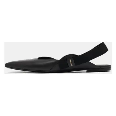 Salvatore Ferragamo Black Leather Slingback Flats Size 40.5