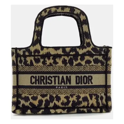 Dior Black Brown Fabric Mini Book Tote Bag