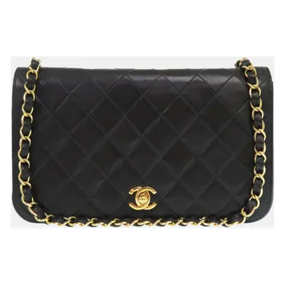 Chanel Black Matelasse Lambskin Gold Chain Shoulder Bag