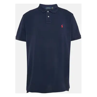 Polo Ralph Lauren Blue Pique Cotton Custom Fit Polo T-Shirt