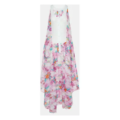 Zimmermann Pink Hawaii Print Cotton Asymmetric Maxi Dress