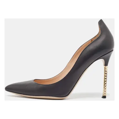 Valentino Black Leather Pointed Toe Pumps Size