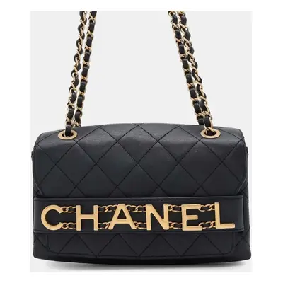 Chanel Lambskin Black Matelasse Chain Shoulder Bag