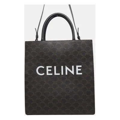 Celine Black/Brown Pvc Coated Canvas Triomphe Vertical Hippo bag Size Medium