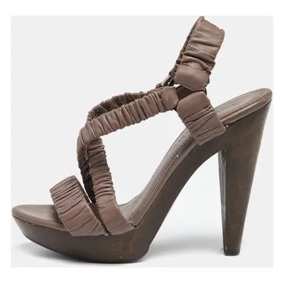 Burberry Mauve Pleated Leather Platform Sandals Size