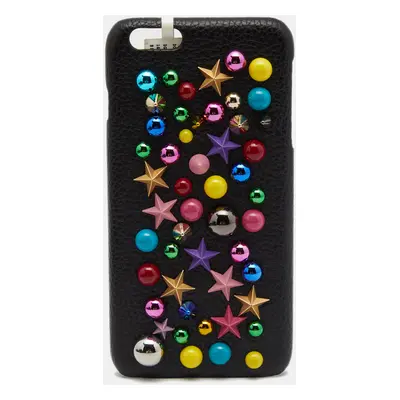 Dolce & Gabbana Black Leather Embellished iPhone Plus Cover