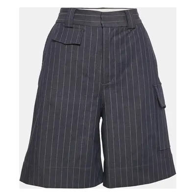 Ganni Blue Pinstripe Gabardine Shorts