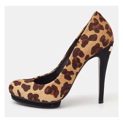 Tory Burch Brown Leopard Print Round Toe Pumps Size