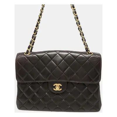 Chanel Lambskin Black Double Matelasse W Face Coco Mark Chain Shoulder Bag