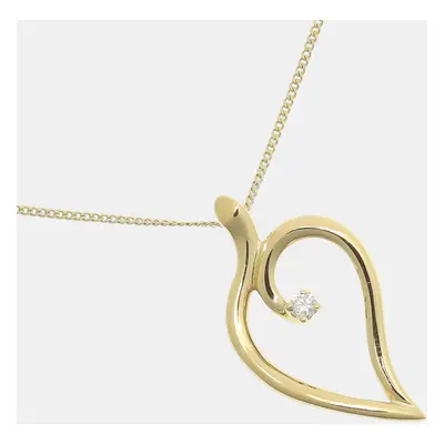 Tiffany & Co. 18K Yellow Gold Diamond Leaf Heart Necklace