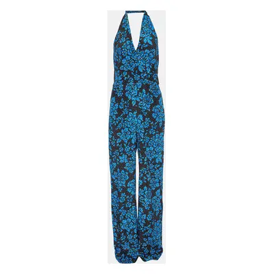 Diane Von Furstenberg Callow Black Printed Silk Halter Neck Jumpsuit