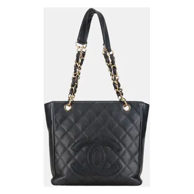 Chanel Black Caviar Petite Shopping Tote