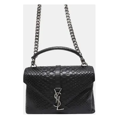 Saint Laurent Black Embossed Leather Cassandra Chain Shoulder Bag