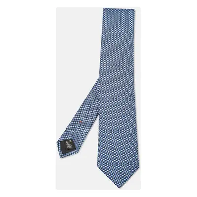 Ermenegildo Zegna Blue Printed Silk Tie