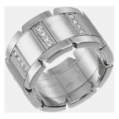 Cartier 18K White Gold and Diamond Tank Francaise Band Ring EU