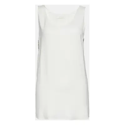 Chloe Off-White Crepe Embellished Sleeveless Blouse