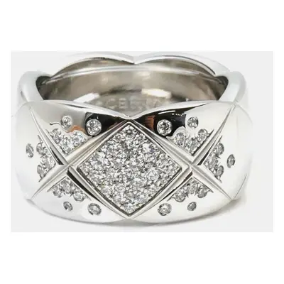 Chanel Diamond 18k White Gold Coco Crush Large Ring Size