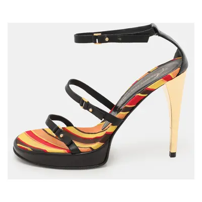 Giuseppe Zanotti Design Black Leather Ankle Strap Sandals Size