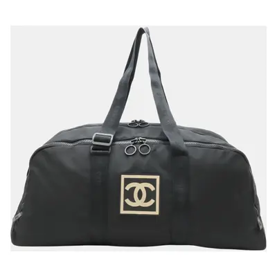 Chanel Nylon Black Beige Sport Line Boston Bag