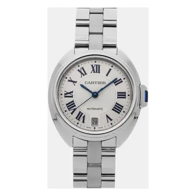 Cartier Silver Stainless Steel Cle de Cartier Automatic Men's Wristwatch mm