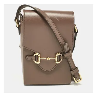 Gucci Brown Leather Mini Horsebit Crossbody Bag