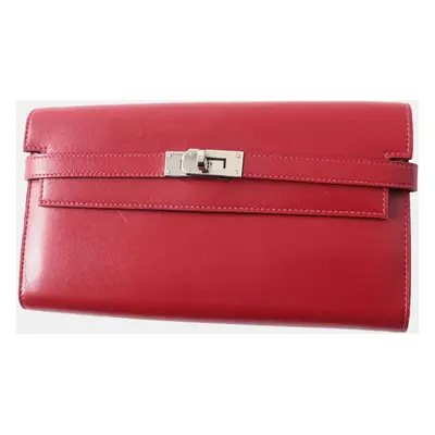 Hermes Kelly Wallet Box Calf Rouge Grenat Red Leather