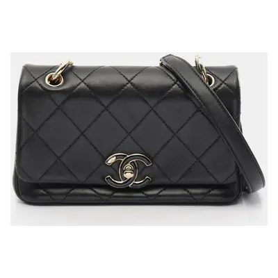 Chanel Lambskin Black Matelasse Shoulder Bag