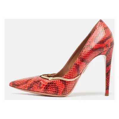 Aquazzura Red/Black Python Pointed Toe Pumps Size